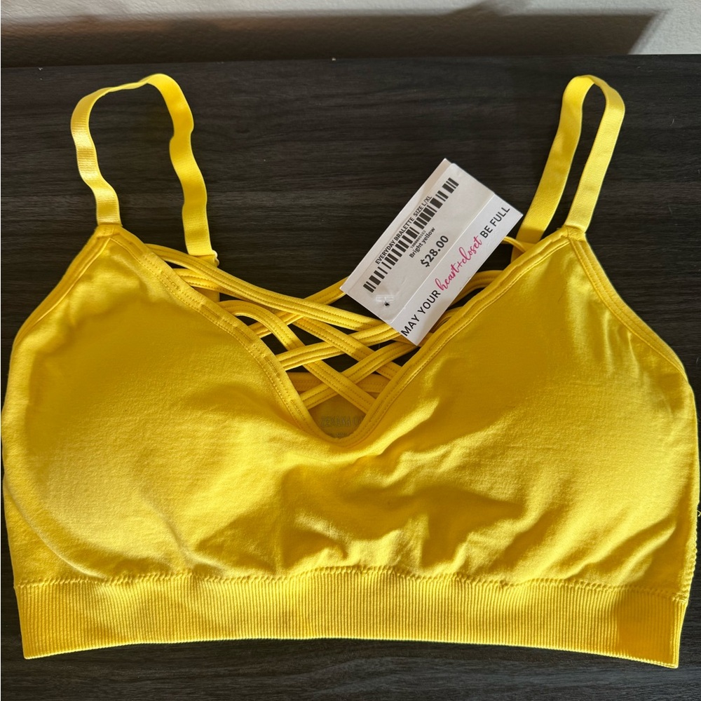 Women's Cross Strappy Bralette in Yellow